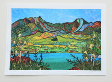 Load image into Gallery viewer, Aroha art print, New Zealand coastal landscape, hand-titled and signed by artist Miranda J Caird"